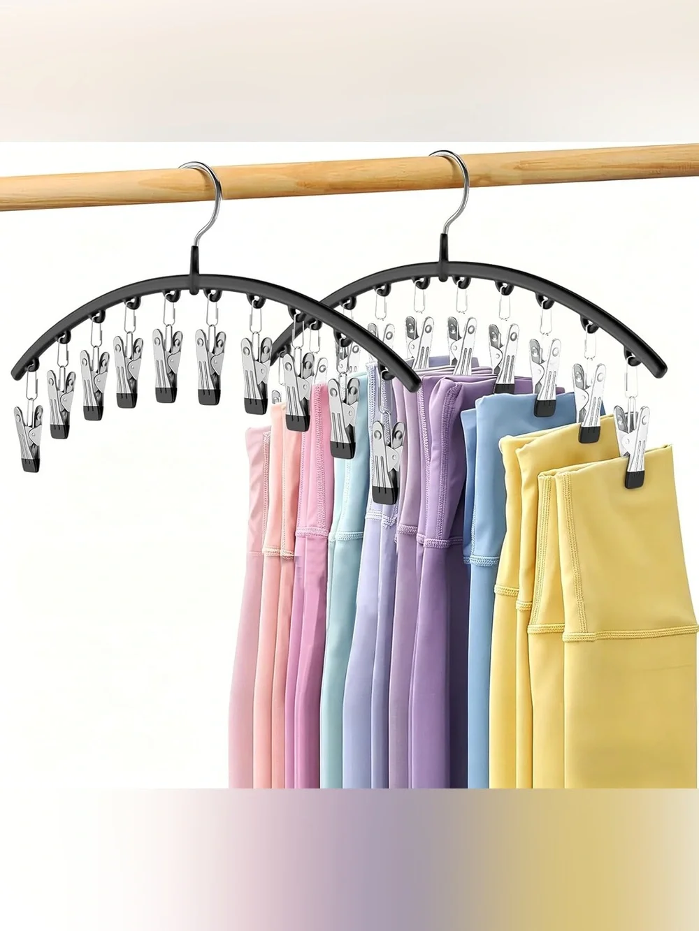 2 pack of Multi-Clip Circular Clip Hanger - Black Hang Leggings, etc